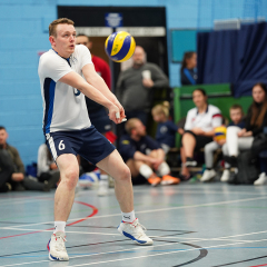 City of Edinburgh 3 v 0 City of Glasgow Ragazzi (20, 18, 23), SVA Men's John Syer Grand Prix Final, Institute of Sport and Exercise, University of Dundee, Sun 9th Feb 2020. © Michael McConville https://www.volleyballphotos.co.uk/2020/SCO/Cups/JSGP/Men/