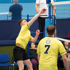 Heriot Watt University 3 v 1 University of Dundee (26-24, 21-25, 25-23, 30-28), SSS Men's Cup Final, Institute of Sport and Exercise, University of Dundee, Sun 9th Feb 2020. © Michael McConville https://www.volleyballphotos.co.uk/2020/SCO/SSS/2020-02-09-sss-mens-final