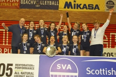 Su Ragazzi II 1 v 3 Caledonia West (19-25, 25-22, 23-25, 17-25), Women's Plate Final, University of Edinburgh Centre for Sport and Exercise, Sat 16 Apr 2016. 
© Michael McConville 
http://www.volleyballphotos.co.uk/2016/SCO/Cups/Womens-Plate-Final