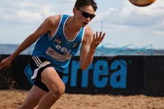 2018 CEV SCD Beach Volleyball Junior Finals, Portobello, Edinburgh, Sat 25th Aug 2018. 
© Michael McConville. View more photos at: 
https://www.volleyballphotos.co.uk/2018/CEV-FIVB/2018-08-25-SCD-Jnr-Beach-Finals