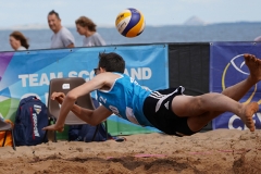 2018 CEV SCD Beach Volleyball Junior Finals, Portobello, Edinburgh, Sat 25th Aug 2018. 
© Michael McConville. View more photos at: 
https://www.volleyballphotos.co.uk/2018/CEV-FIVB/2018-08-25-SCD-Jnr-Beach-Finals